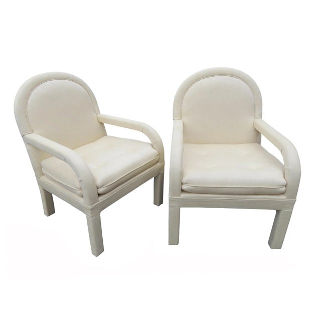 Vintage Milo Baughman Parsons Style Round Back Armchairs - a Pair For Sale - Image 9 of 12
