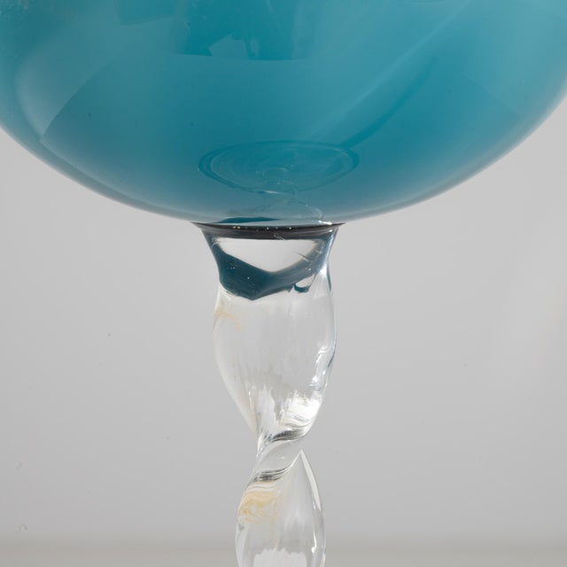1960s 1960s Italian Teal Glass Goblet For Sale - Image 5 of 18