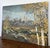 Large vintage landscape photographic print mounted on board depicting a mountain range with a river winding through a...
