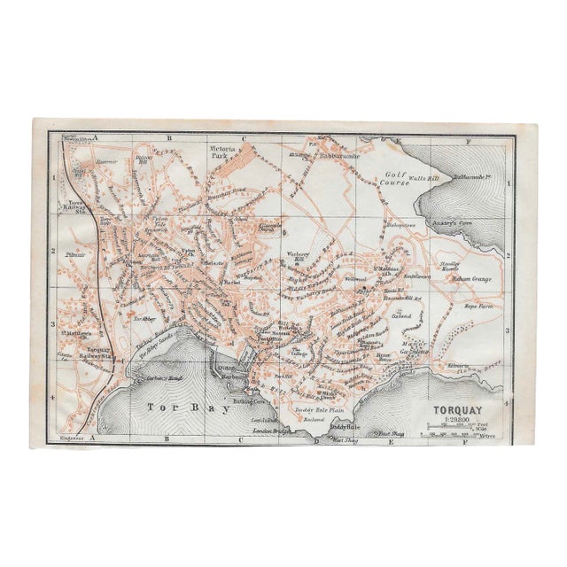 1910 Map of Torquay England For Sale