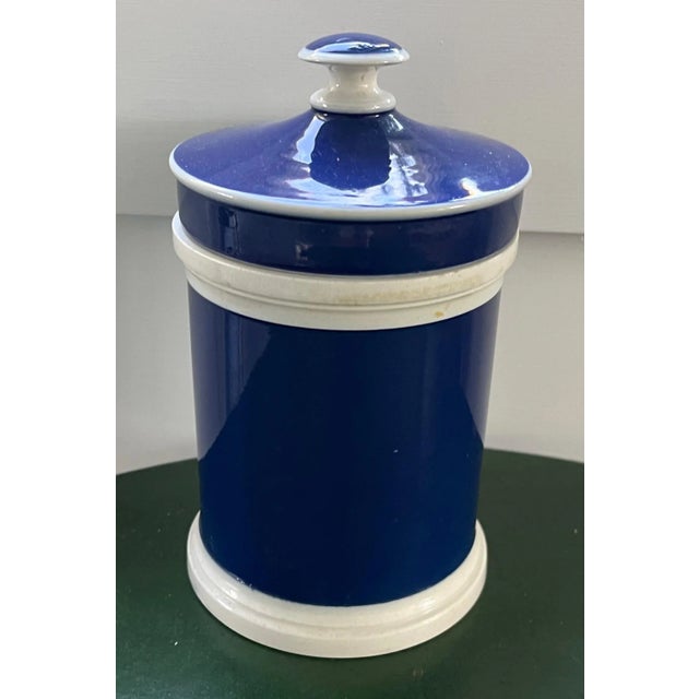 Antique 19th Century French Bright Blue Pottery Apothecary Jar For Sale - Image 11 of 11