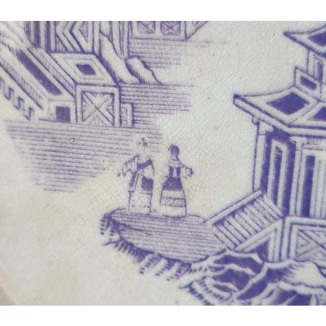 Victorian Staffordshire Lavender Transferware Plate with Chusan Pattern from Clementson Brothers For Sale - Image 5 of 12
