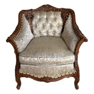Vintage 1960s French Provincial Carved Armchair by Deutsche Bros., Chicago For Sale