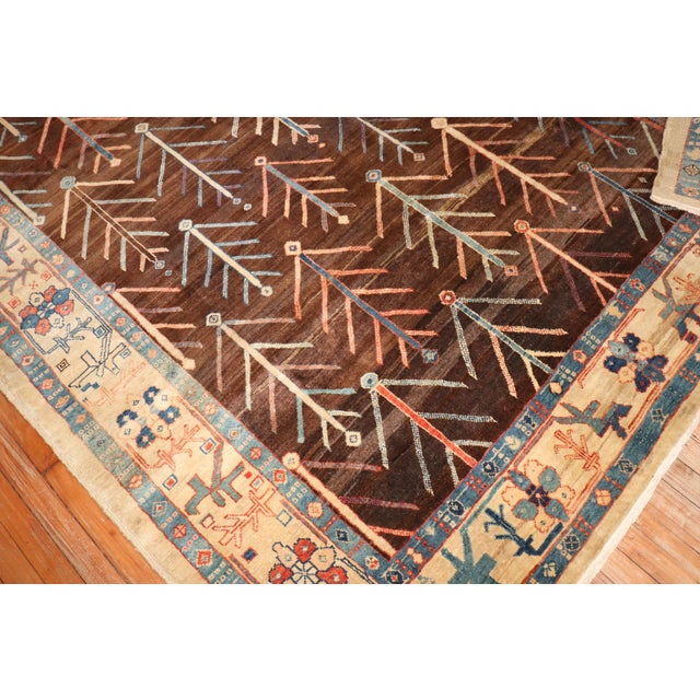 Zabihi Collection Persian Bakshaish Tree Square Contemporary Rug For Sale - Image 10 of 12