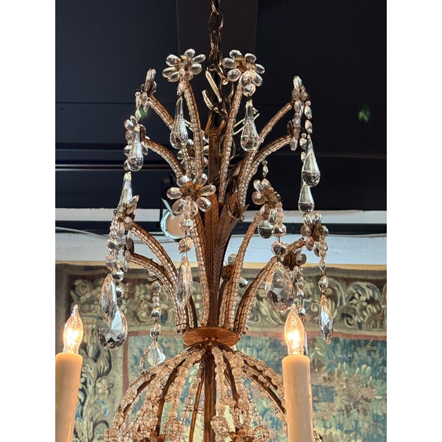 19th Century 19th C. Italian Beaded Crystal Chandelier For Sale - Image 5 of 7