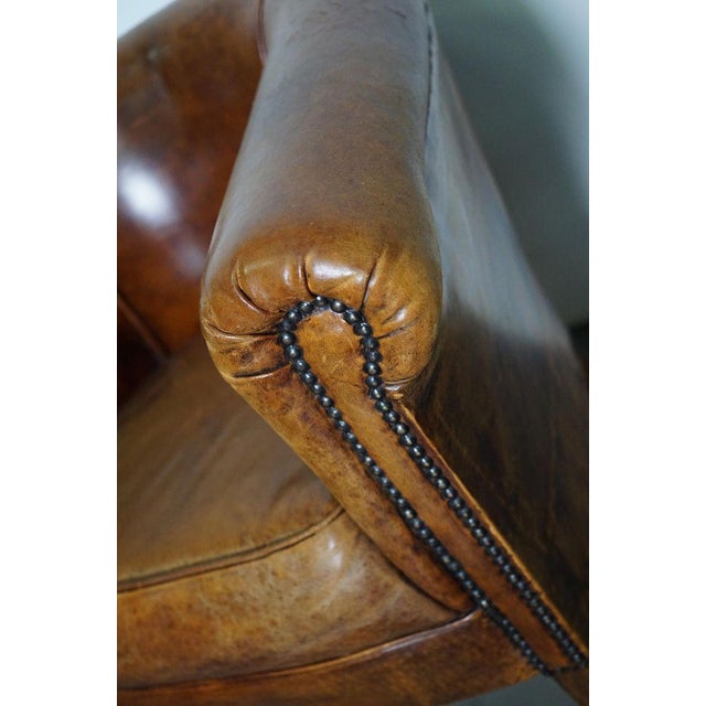 Vintage Dutch Cognac Leather Club Chair For Sale - Image 12 of 18