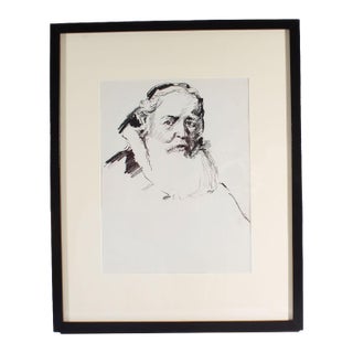 Charcoal Portrait Drawing of a Man by James L. Bruch For Sale