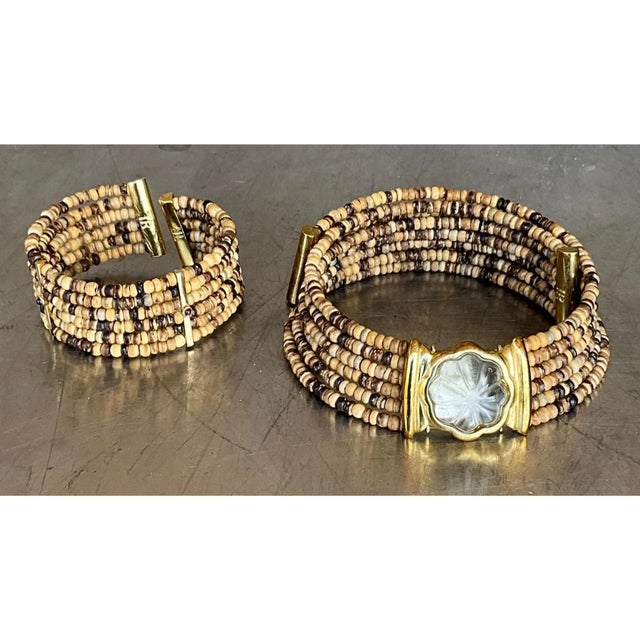 Vintage Fr Coconut Beaded Bracelet For Sale - Image 9 of 12