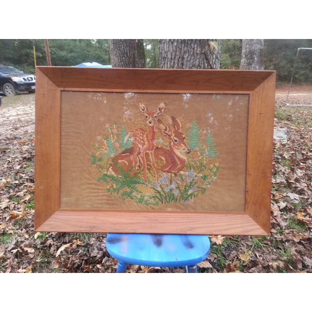 Vintage Needlepoint in Wooden Frame Chairish