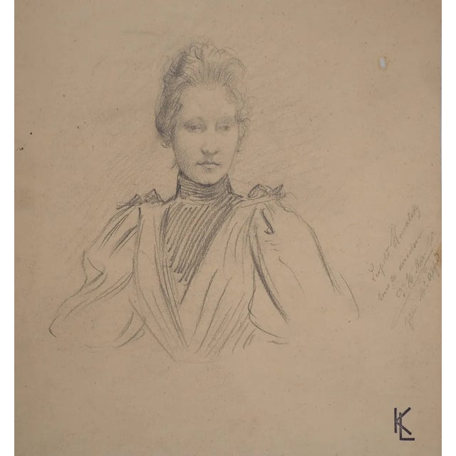 Léopold Franz Kowalski, Portrait of Laura, Original Drawing For Sale - Image 5 of 5