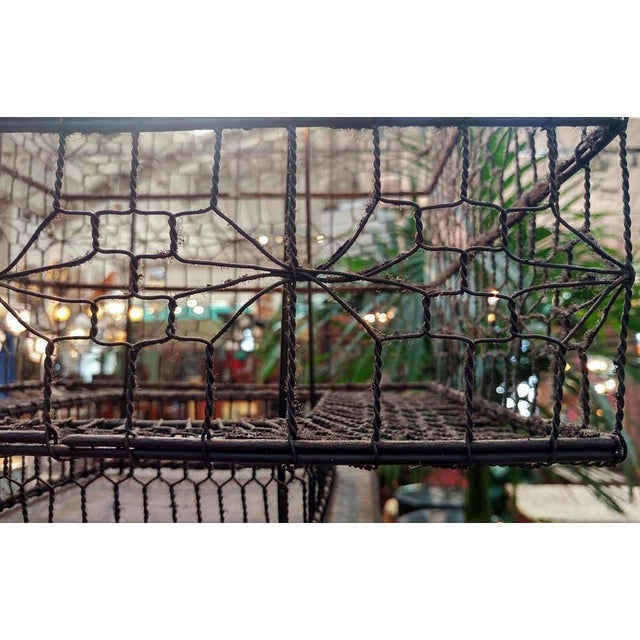 Vintage Industrial Wire Work Square Pendant Light Large For Sale - Image 4 of 8