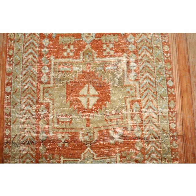 Antique Zabihi Collection Persian Heriz Worn Orange Runner - 2'7" x 8'2" For Sale - Image 9 of 11