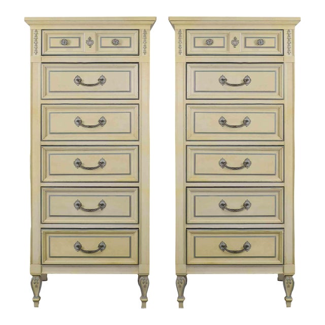 Mid Century French Louis Style Lingerie Chests by Dixie - A Pair For Sale