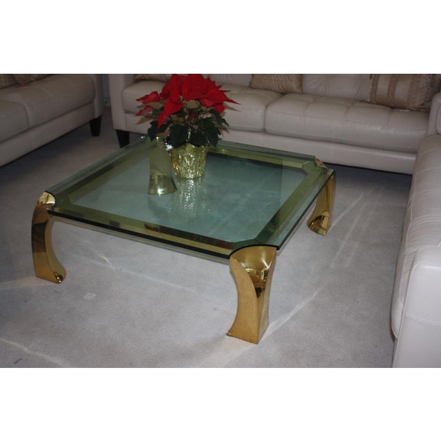 Karl Springer Style 1980's Brass Cocktail Table | Chairish
