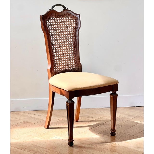 Antique Carved Wood & Cane Dining Chair For Sale - Image 4 of 12