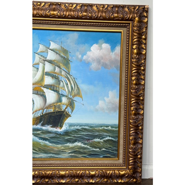 Late 20th Century Nautical Sailing Ship Studio Art - Framed For Sale - Image 5 of 10
