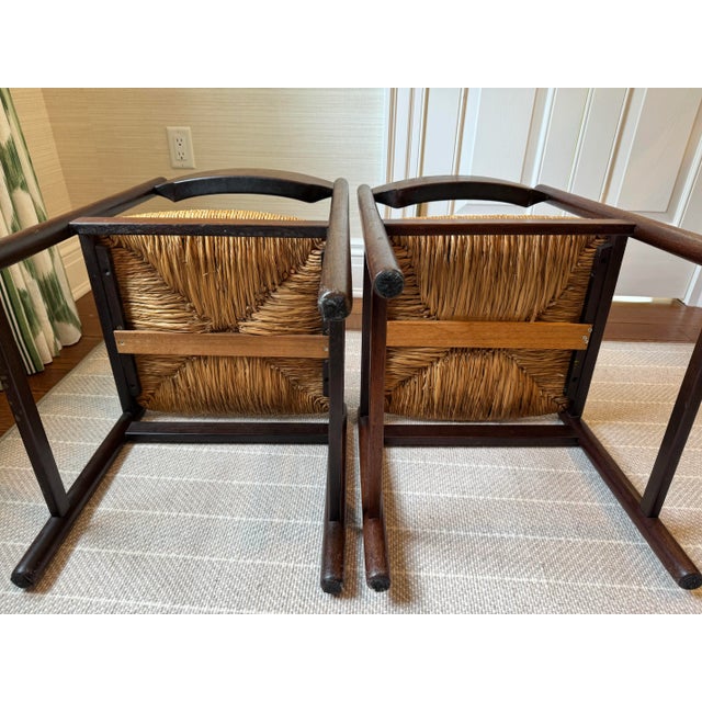 Pair of Cees Braakman Rush Seat Dining Chairs, 1960s For Sale - Image 10 of 12