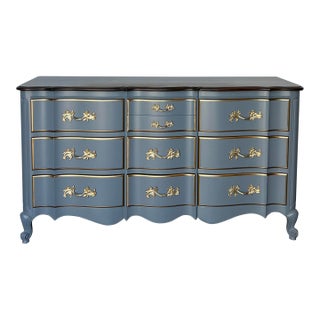 Late 20th Century French Provincial Gray Dresser of Ten Drawers For Sale