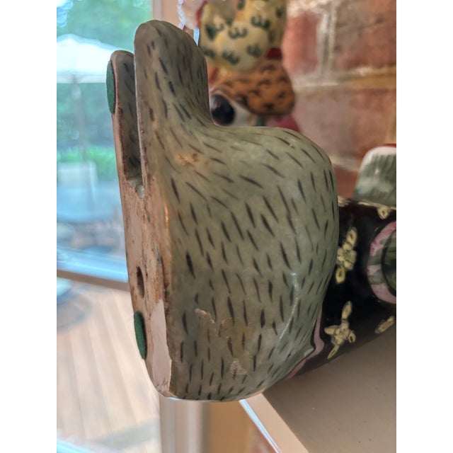 Mid 20th Century Chinese Porcelain Monkey in Floral Vest Holding a Lotus Bowl For Sale - Image 9 of 12