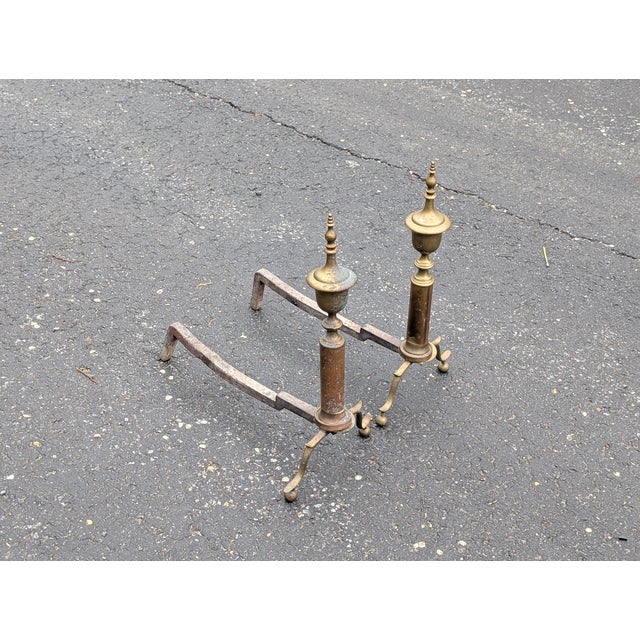 1950s Pair of French Style Iron Andirons For Sale - Image 4 of 8