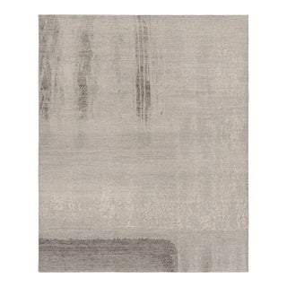 Rug & Kilim’s Modern Distressed Abstract Rug in Beige, Gray and Blue Tones For Sale