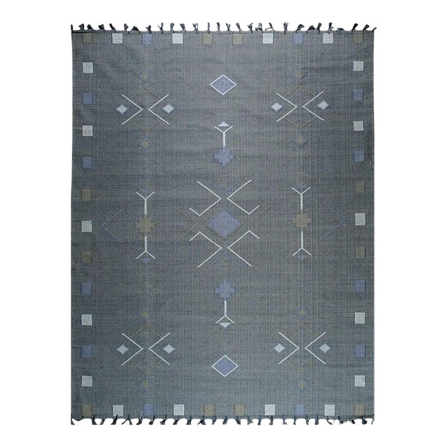 4x6 Gray Flat Weave Wool Diamond Constellation Geometric Modern Carpet Rug For Sale