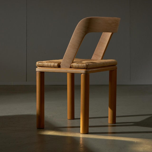 Italian Wooden and Wicker Chair, 1960s For Sale - Image 4 of 15