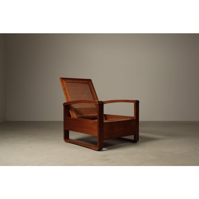 Mid-Century Architectural Teak Lounge Chair with Cane Seat, 1950s For Sale - Image 14 of 16