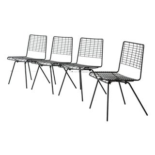 Mid 20th Century Wire Chairs by John Keal for Pacific Iron, 4 Pieces, Attributed For Sale