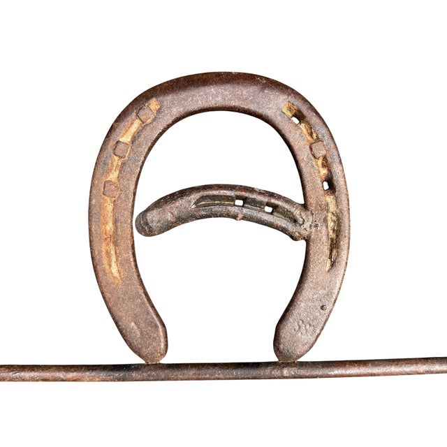 Burnt Orange "Bar" Sign Made From Horseshoes and Railroad Spikes For Sale - Image 8 of 11
