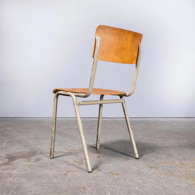 Wood French Metal Framed Stacking University Dining Chairs, 1960s, Set of 8 For Sale - Image 7 of 9