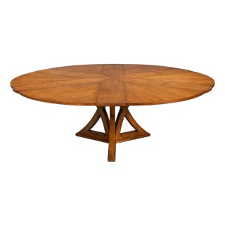 Transitional Round Dining Table, Large - Light Brown Oak For Sale