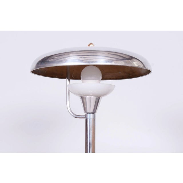 Metal Bauhaus Table Lamp in Nickle-Plated Steel attributed to Franta Anýž, 1920s For Sale - Image 7 of 10
