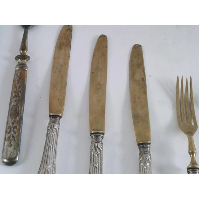 Antique French Silvered Brass Cutlery, 1700s, Set of 10, in Good conditions. Designed before 1890
