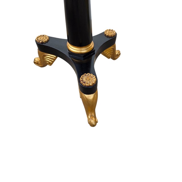 Neoclassical 1990s Custom Mahogany French Empire Pedestal Lamp End Table Neoclassical Gold Gilt For Sale - Image 3 of 14