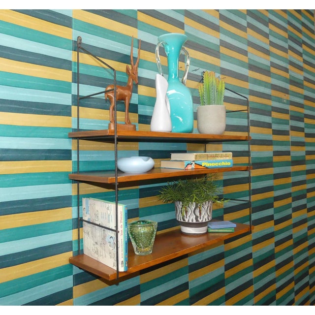 Black Vintage String Shelf in Walnut, 1960s For Sale - Image 8 of 14