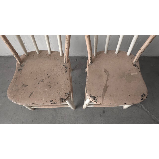 Wood Pair of Primitive American Spindle Back Side Chairs For Sale - Image 7 of 8