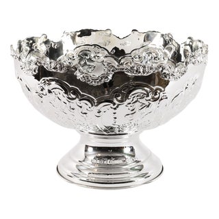 Large Vintage Silver-Plated Cooler with Floral Decoration, 1990s For Sale