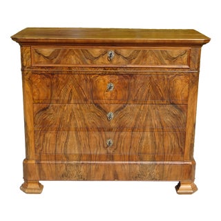 Large Louis Philippe Walnut Chest of Drawers, 1890s For Sale