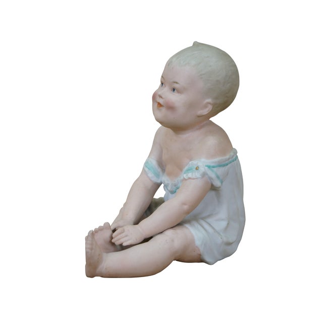 Traditional Antique German Gebruder Heubach Bisque Piano Baby Figurine Statue 9" For Sale - Image 3 of 16