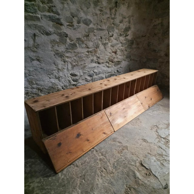 Antique French Industrial Pine Storage Bench, 1890s For Sale - Image 5 of 18