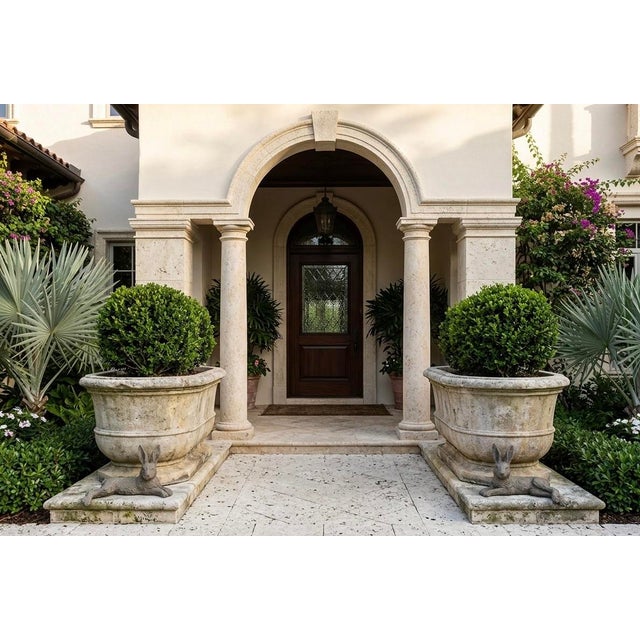 Pair of Vintage Reclining Cast Stone Garden Hares For Sale - Image 9 of 11