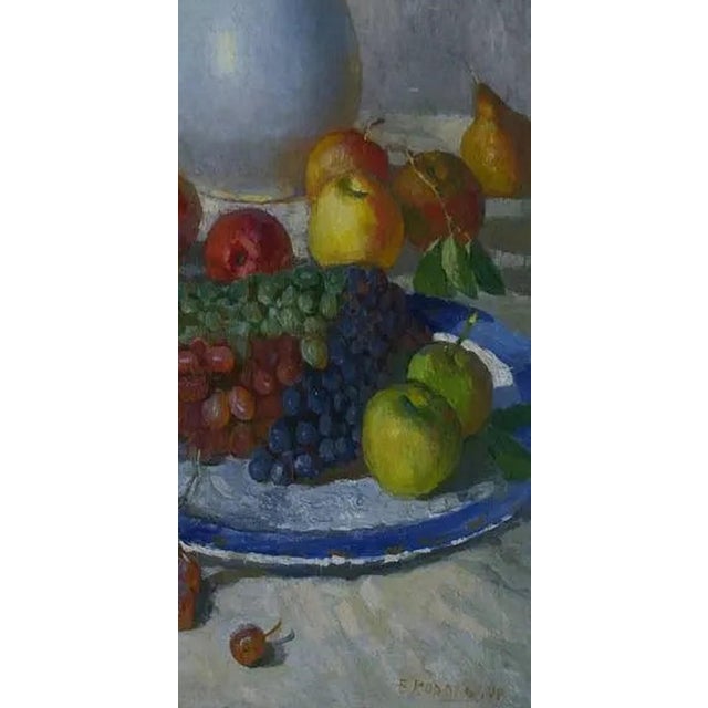 1960s Vintage Still Life Oil Painting, Flowers and Fruit, 1960s Soviet Art 100-50 For Sale - Image 5 of 6