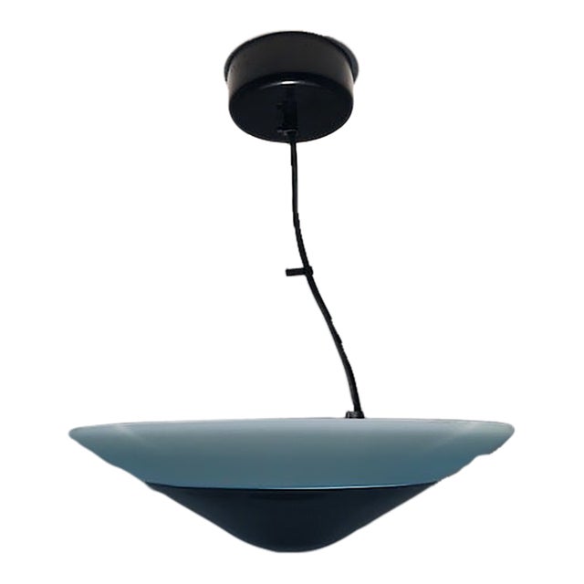 Mid-Century Modern Murano Blue Glass Pendant Lamp. Mounting: Gray / Black For Sale