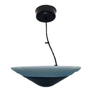 Mid-Century Modern Murano Blue Glass Pendant Lamp. Mounting: Gray / Black