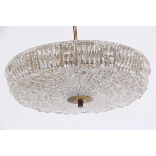 Orrefors Vintage Pendulum Light with Brass by Carl Fagerlund for Orrefors, 1960s For Sale - Image 4 of 7