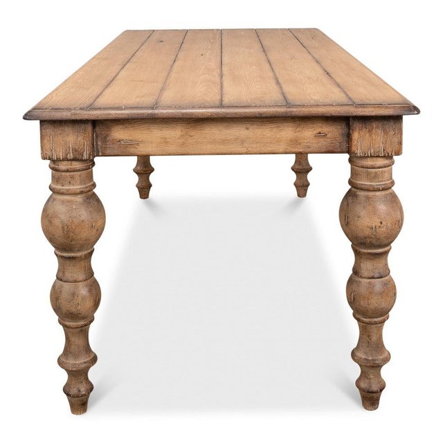 Farmhouse Farmhouse Dining Table in Reclaimed Pine with Turned Legs For Sale - Image 3 of 12