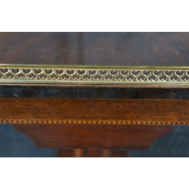 Antique English Regency Style Rosewood Mahogany & Brass Gallery Writing Table For Sale - Image 18 of 18