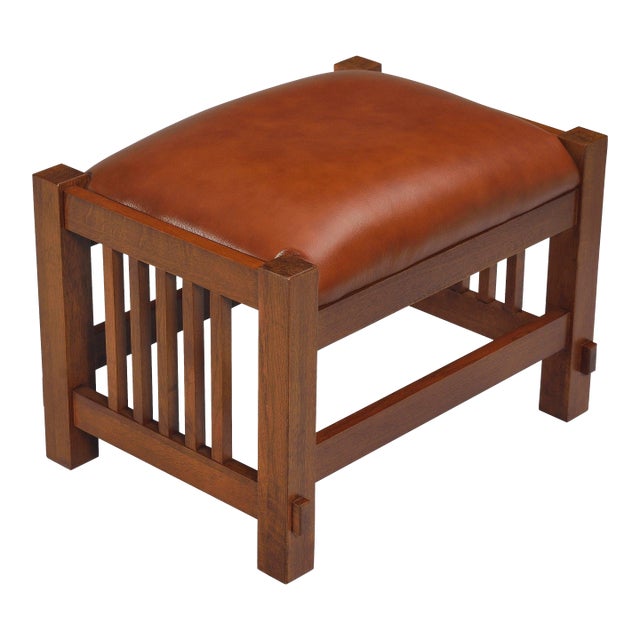 Mission Spindle Stool - Quarter Sawn Oak & Leather - Micheal Cherry For Sale