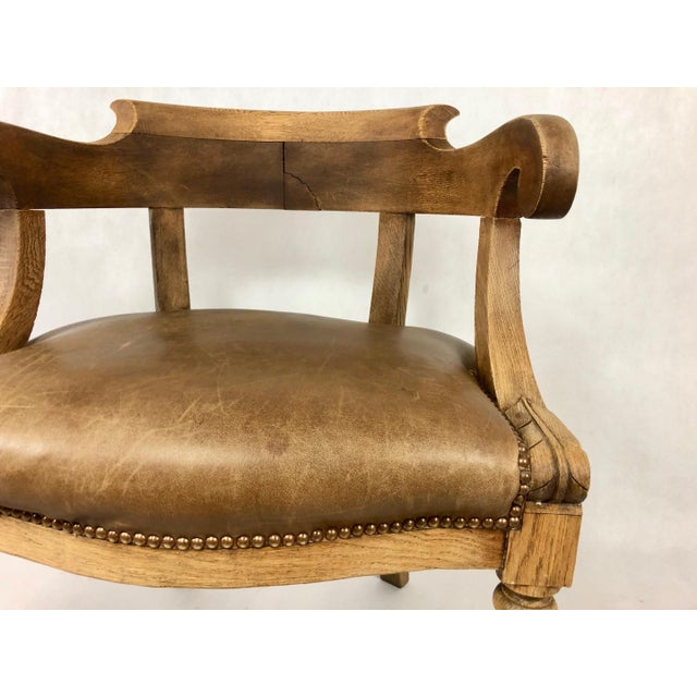 Beige Louis Philippe Office Chair in Oak, 1800s For Sale - Image 8 of 16